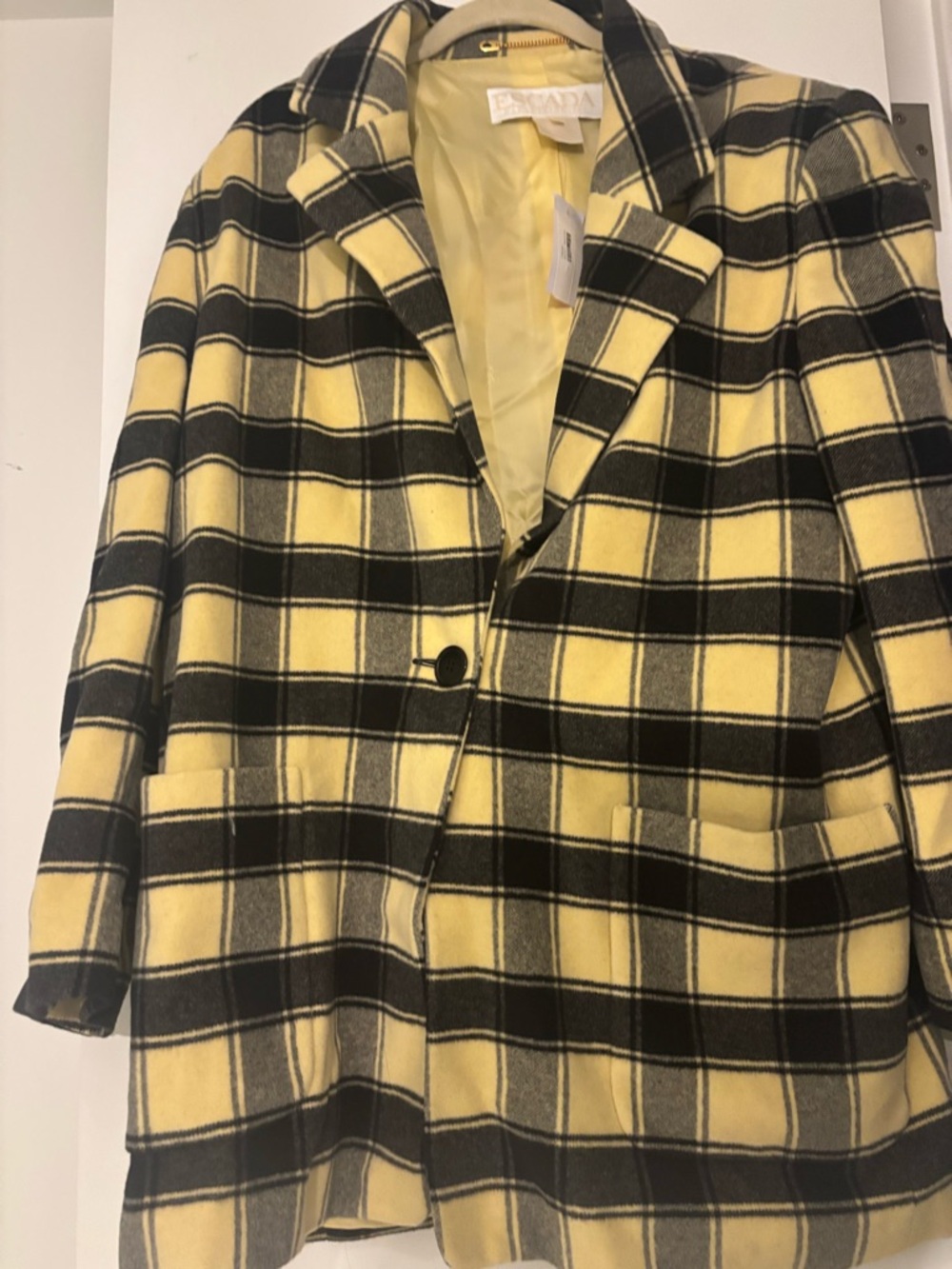Escada Pale Yellow Lined Wool Coat